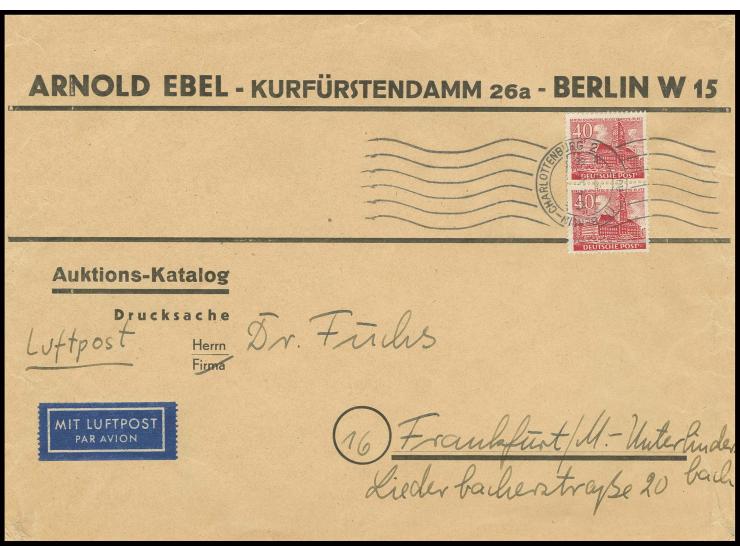 40 Pfg. im senkrechten Paar als portogerechte Mehrfachfrankatur auf Luftpost-Drucksachenumschlag bis 240 gr. (Großformat) von