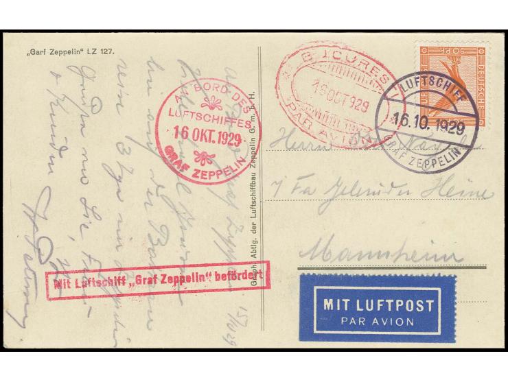 Passagier-Bordpost-Fotokarte vom 16.10, Abwurf Bukarest mit Ankunftsstempel vom 18.10., Kabinett