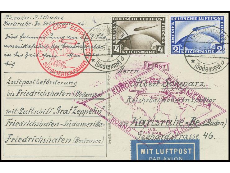 Fotokarte der Rundfahrt mit 2 und 4 M. ohne Aufdruck nach Karlsruhe, Kabinett