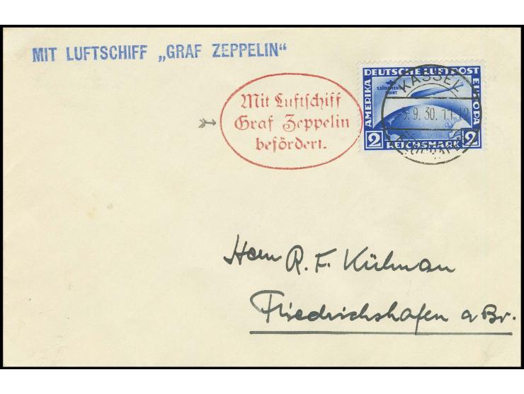 Landungsfahrt nach Kassel, Brief Auflieferung Kassel mit Südamerikafahrt 2 M. und Bestätigungsstempel in Type II, Kabinett