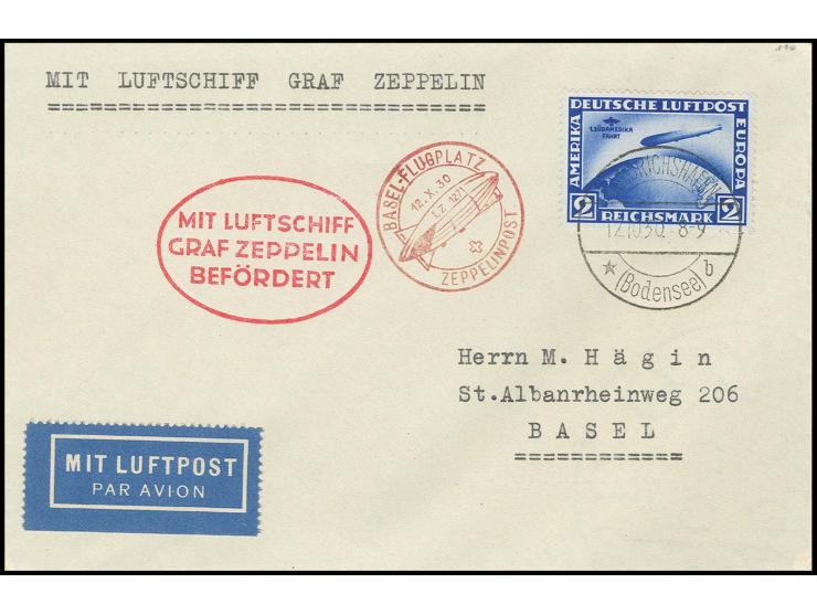 Landungsfahrt nach Bern und Basel, Brief mit Südamerikafahrt 2 M. und mit braunrotem Ankunftsstempel "BASEL-FLUGPLATZ", Kabin