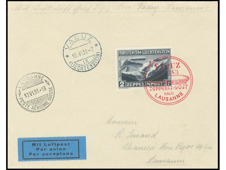 Brief mit Zeppelin 2 Fr. mit vorderseitigem Ankunftsstempel, Kabinett