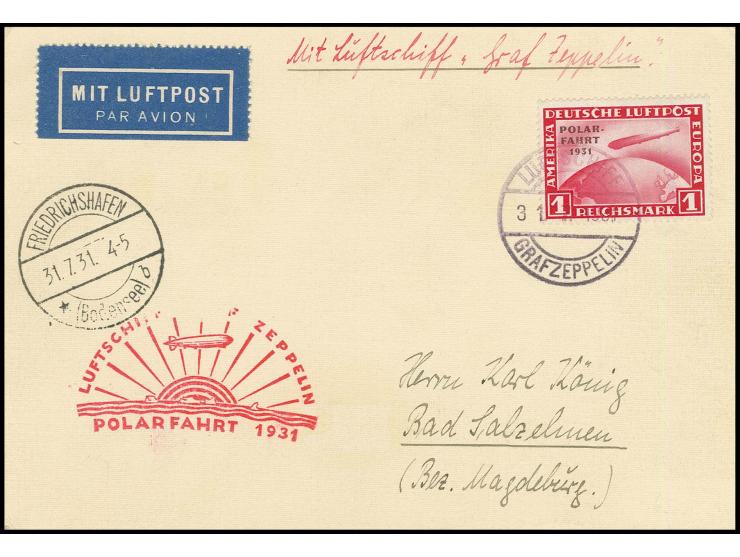 Karte mit Polarfahrt 1 M. und Bordpoststempel vom 31.7., Kabinett