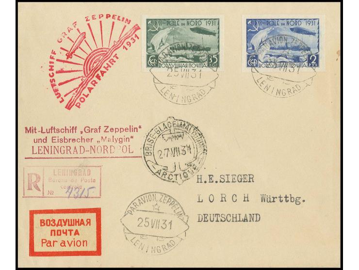 R-Brief mit 35 K. und 2 R. geschnitten von Leningrad nach Malyguin, Kabinett