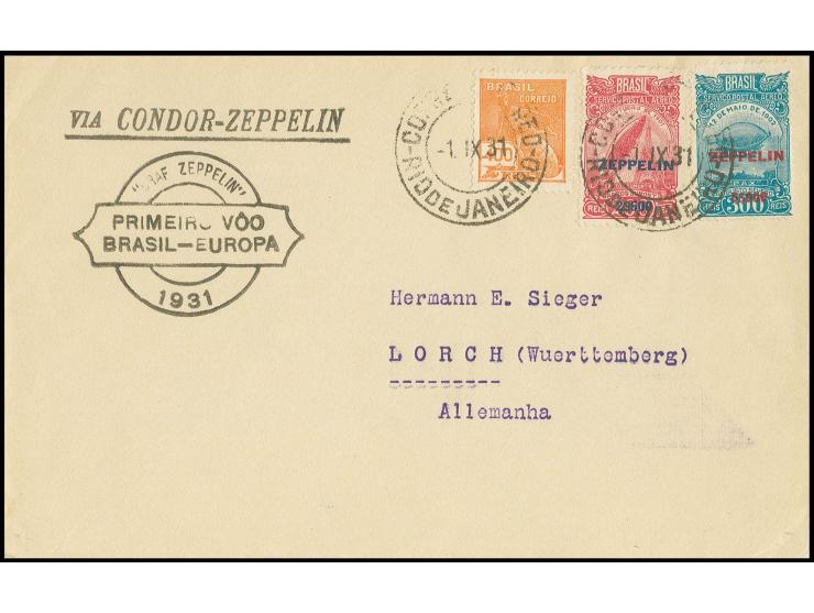 Brief mit beiden Zeppelinmarken, Pracht