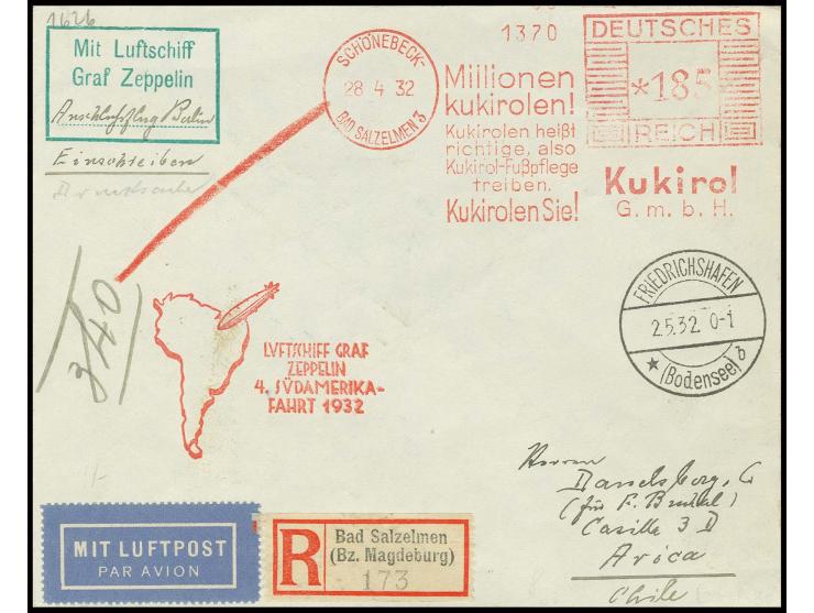 R-Drucksache mit Freistempler über 185 Pfg. der Firma Kukirol nach Chile mit Ankunftsstempel, Pracht