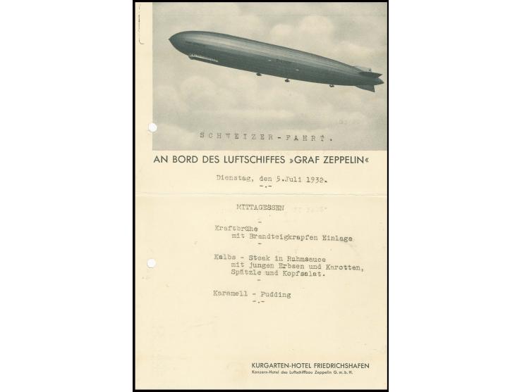 Schweiz-Kurzfahrten 5.7., Speisekarte zu dieser Fahrt (gelocht und oben Klammerspur) mit dekorativem Kopf