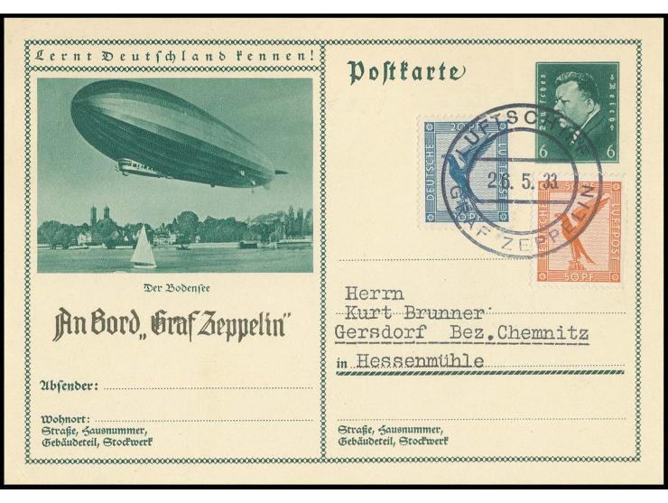dito, Ganzsachen-Bildkarte "Zeppelin über Bodensee", Kabinett