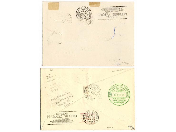 Ägäische Inseln: 6 Briefe/Karten, davon 3 eingeschrieben, mit Zeppelin 3-20 L. kpl., Kabinett