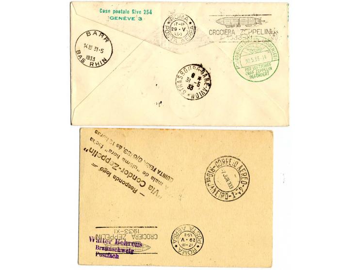 Ägäische Inseln: 6 Briefe/Karten, davon 3 eingeschrieben, mit Zeppelin 3-20 L. kpl., Kabinett