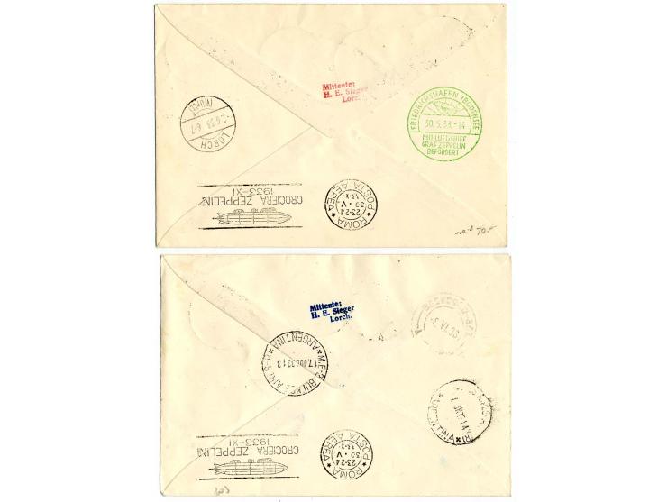 Cyrenaika mit Stempel "TRIPOLI": 6 Karten/Briefe, alle eingeschrieben, mit Zeppelin 3-20 L. kpl., meist nach Südamerika, Prac
