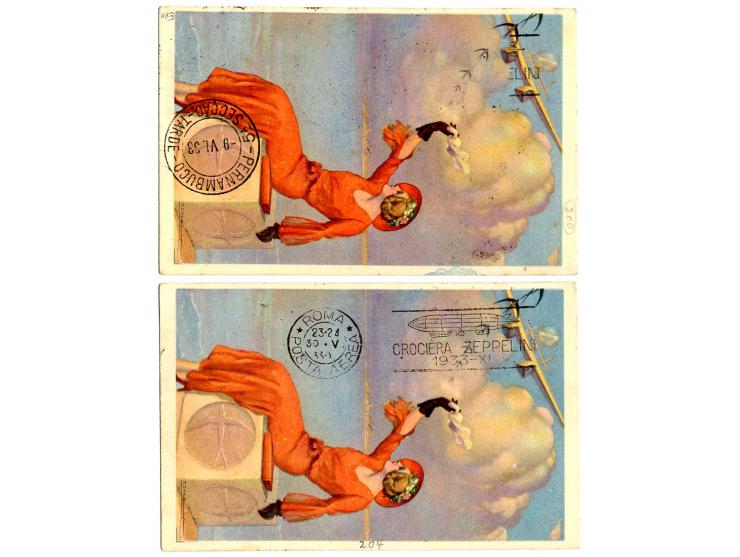 Cyrenaika mit Stempel "TRIPOLI": 6 Karten/Briefe, alle eingeschrieben, mit Zeppelin 3-20 L. kpl., meist nach Südamerika, Prac