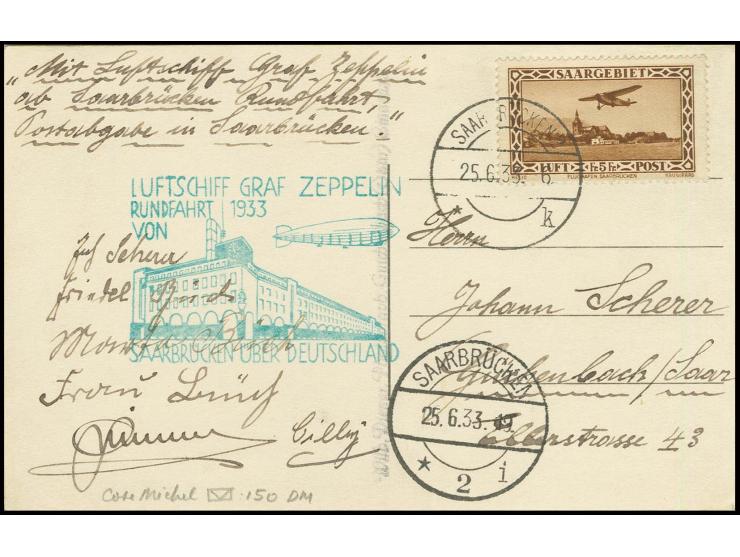 Karte der Rundfahrt mit Flugpost 5 Fr., Pracht
