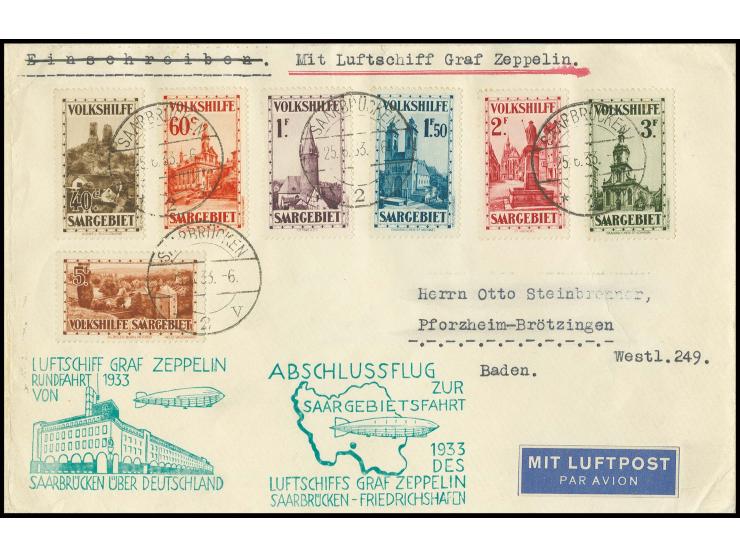 Brief mit komplettem Satz Volkshilfe 1932, und beiden Bestätigungsstempeln nach Pforzheim, leichte Randknitter belanglos, seh