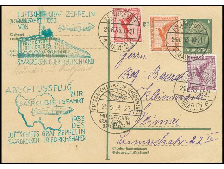 Deutsche Post: Karte mit beiden Bestätigungsstempeln nach Weimar, Pracht