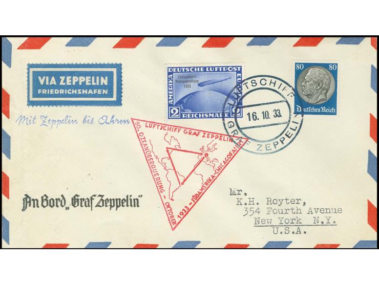 Auflieferung Bordpost: Brief mit Chicagofahrt 2 M. und Bordpoststempel vom 16.10. bis Akron, Kabinett