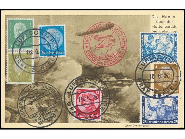 2. Südamerikafahrt, Bordpostkarte der Rückfahrt mit u.a. Wagner 20 und 25 Pfg. sowie Bordpoststempel vom 16.6., Kabinett