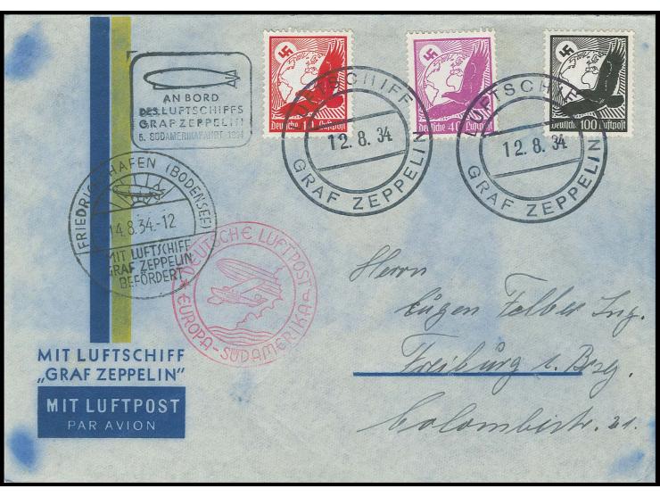 5. Südamerikafahrt, Bordpostbrief der Rückfahrt mit Bordpoststempel vom 12.8. und Inhalt, Absender Besatzungsmitglied Karl Na