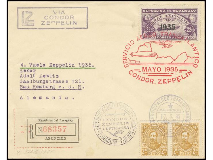 R-Brief mit u.a. Zeppelin 22,50 P. nach Bad Homburg, Pracht