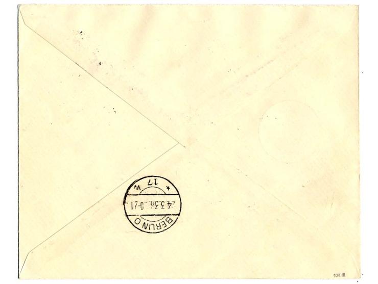 1936, 1. Postfahrt, Brief, aufgegeben als R-Express-Brief, frankiert mit Oberrand-6er-Block Trachten 30 Pfg., da R-Briefe auf