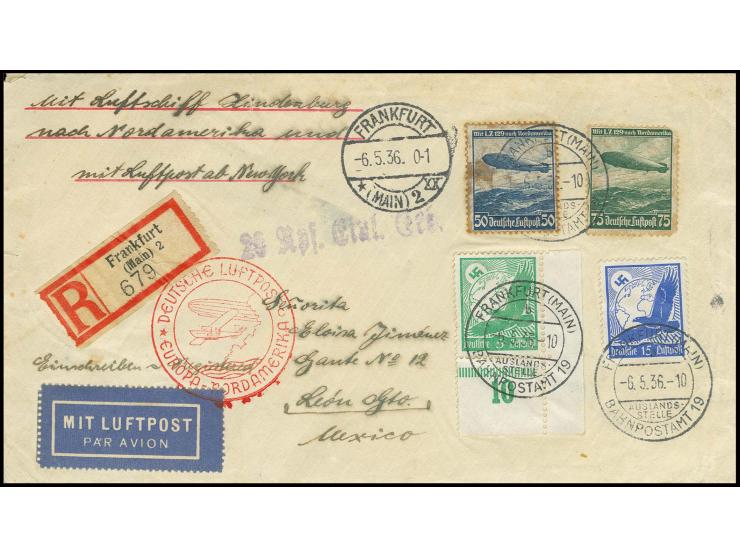 Eingeschriebener Brief mit Späteinlieferung "0-1" Uhr und entsprechendem violettem L1 "20 Rpf. Einl.Geb.", portogerecht mit 1