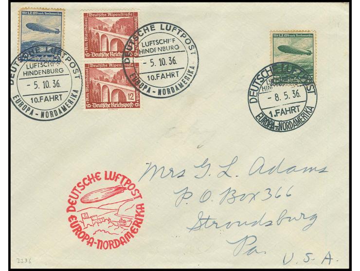 Bordpostbrief mit Bordpoststempel vom 8.5. sowie Ankunftsstempel "NEW YORK MAY 9", erneut aufgeliefert zur 10. Nordamerikafah