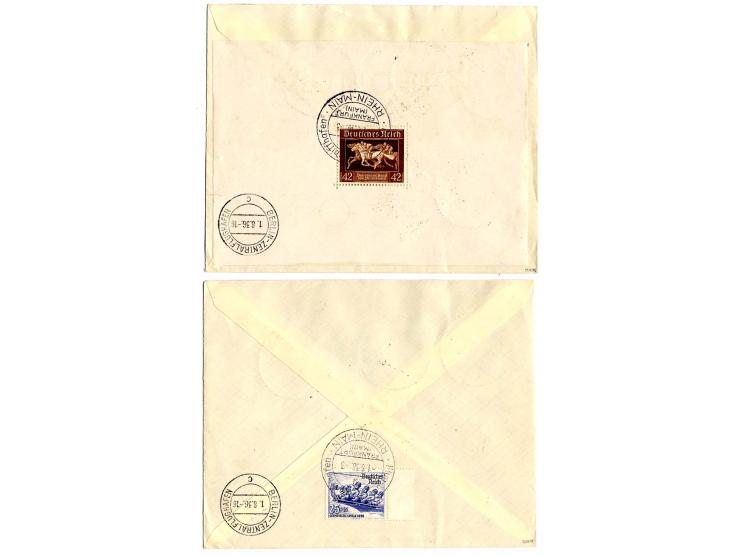 Auflieferung Rhein/Main: 2 Briefe mit komplettem Heftchenblatt 105 bzw. 106 mit jeweils Rand, beide Briefe portogerecht mit r