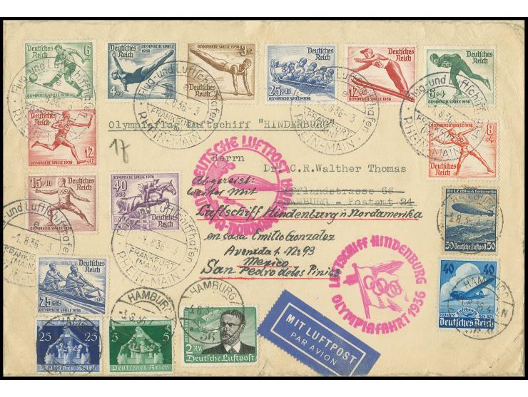 Brief mit Winter- und Sommerolympiade komplett mit rotlila Bestätigungsstempel und anschließender Beförderung mit der 6. Nord
