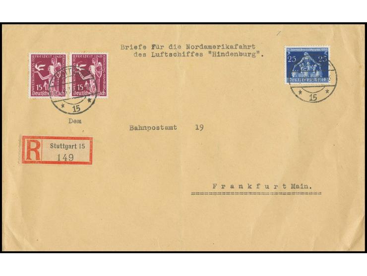 Zuleitungs-R-Brief von "STUTTGART 4.8.36" an das Bahnpostamt Frankfurt mit Ankunftsstempel, kleine Mängel, jedoch selten