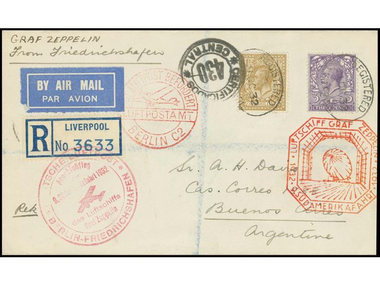 R-Brief Anschlußflug Berlin nach Argentinien, Kabinett, ausführliches Fotoattest Leder BPP