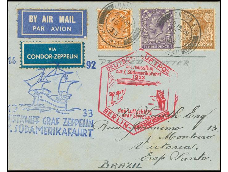 1933, 7. Südamerikafahrt, reizvolle kleine Drucksache Anschlußflug Berlin, geringfügig fleckig
