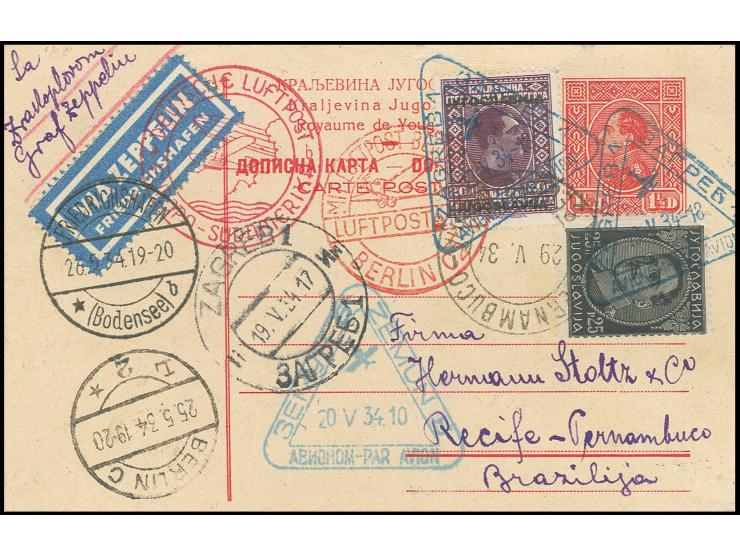 1934, 1. Südamerikafahrt, Karte via Berlin nach Pernambuco, Kabinett