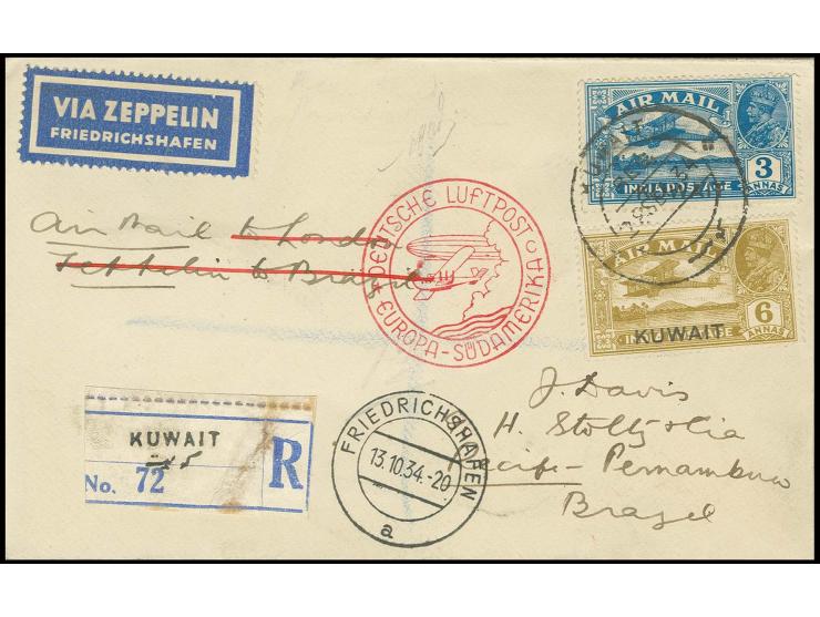 1934, 10. Südamerikafahrt, R-Brief via Stuttgart, Kabinett