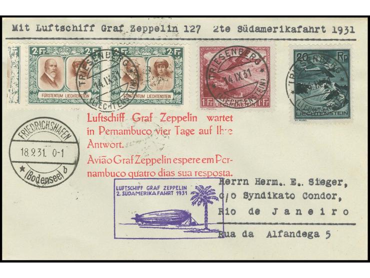 2. Südamerikafahrt, Brief mit sehr guter Frankatur und Antwortstempel nach Rio, Kabinett