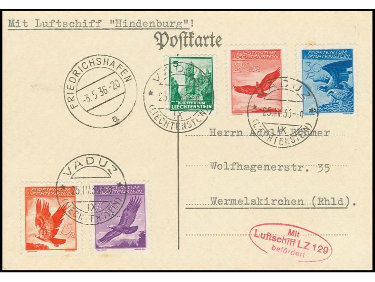 1936, Probefahrt 4.5., Karte mit Aufgabestempel "FRIEDRICHSHAFEN 3.5.36", Frankatur teils gering zahnstockig
