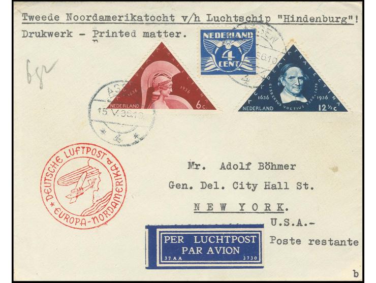 1936, 2. Nordamerikafahrt, Brief mit u.a. Mi.-Nr. 295-96 (letztere einige Zahnspitzen leicht getönt) mit Ersttagsstempel nach