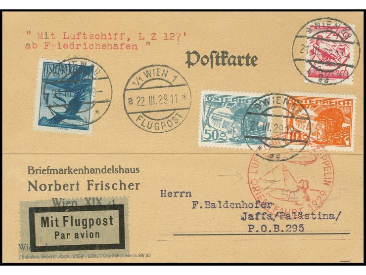 Karte mit ziegelrotem Stahlstempel nach Jaffa, Kabinett
