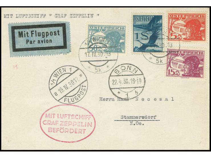 1930, Landungsfahrt nach Bonn, Karte mit vorderseitigem Ankunftsstempel, Kabinett