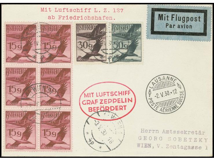Schweizfahrt, Karte mit vorderseitigem Ankunftsstempel von Lausanne, Pracht