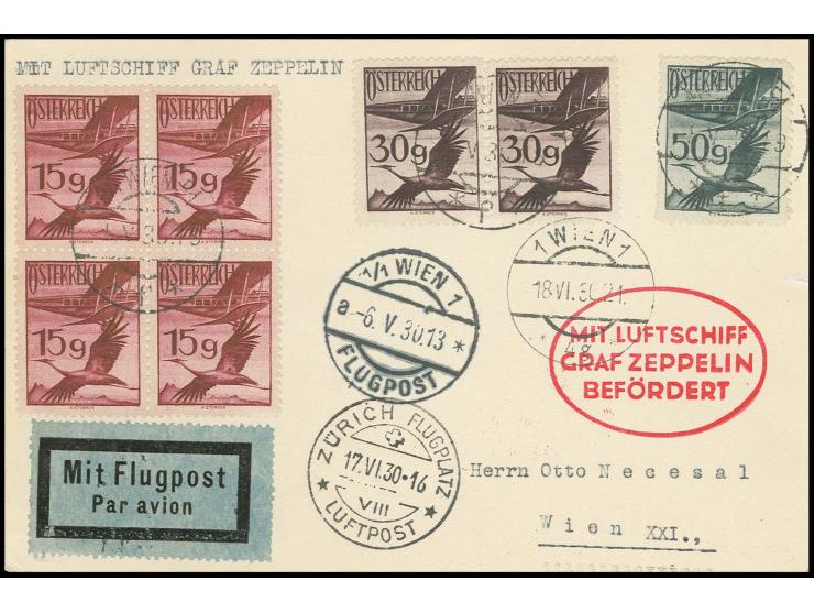 Schweizfahrt 17.6., Karte, alle Stempel vorderseitig, Kabinett