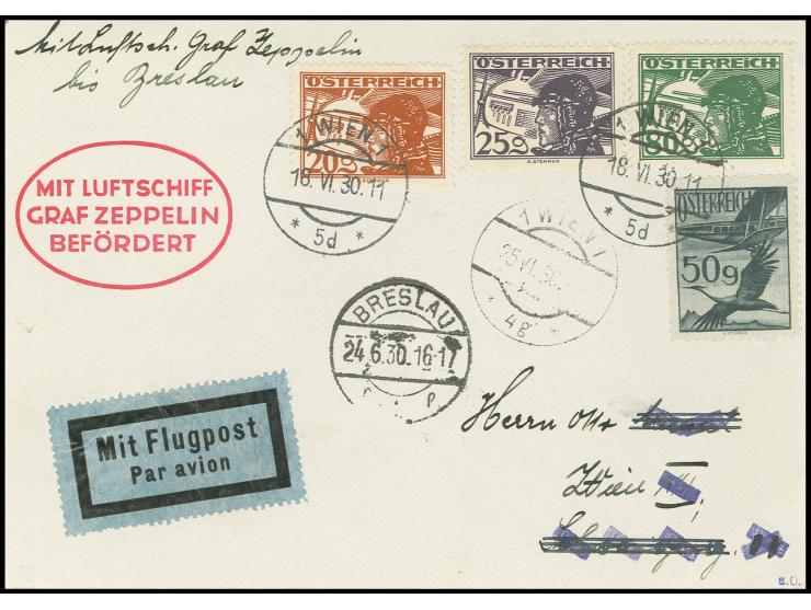Karte Abwurf Breslau mit vorderseitigem Ankunftsstempel, Adresse teils unkenntlich gemacht