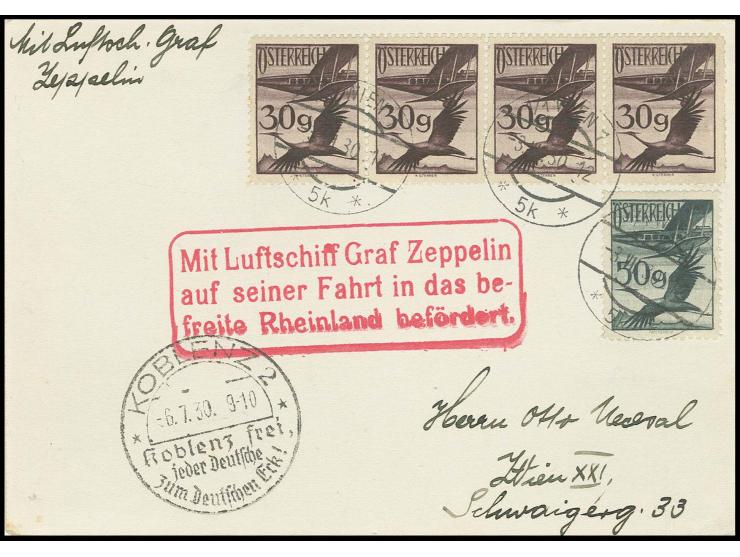 Fahrt in das befreite Rheinland, Karte Abwurf Koblenz, alle Stempel vorderseitig, Pracht