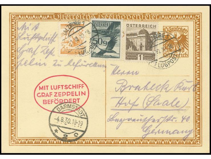 Landungsfahrt nach Darmstadt, Karte mit vorderseitigem Ankunftsstempel, Kabinett