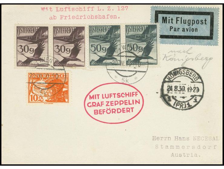 Karte bis Königsberg mit vorderseitigem Ankunftsstempel, Pracht