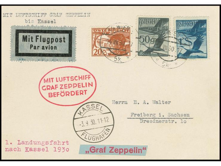 Landungsfahrt nach Kassel, Karte mit Bestätigungsstempel in Type I und vorderseitigem Ankunftsstempel, Kabinett