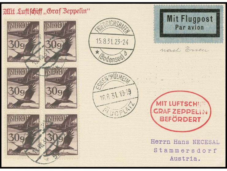 Karte mit vorderseitigem Ankunftsstempel von Essen, Kabinett