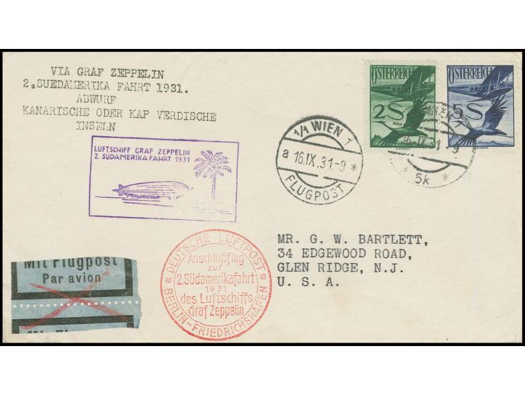 Brief Anschlußflug Berlin, Abwurf Kapverdische Inseln mit Ankunftsstempel, Pracht