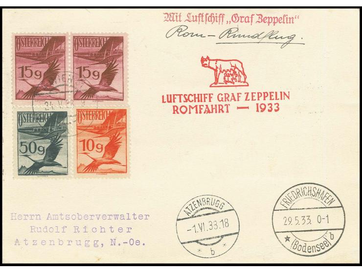 Karte Postabgabe Rom mit Ankunftsstempel, Kabinett