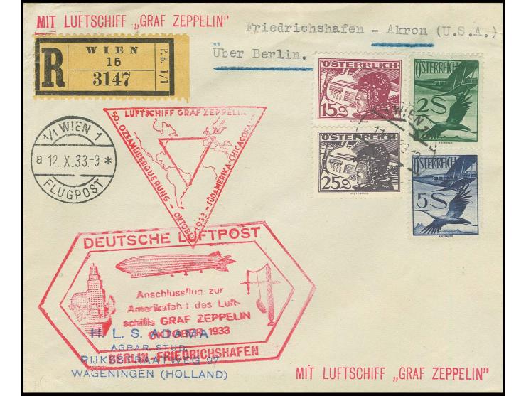 R-Brief Anschlußflug Berlin bis Akron mit Ankunftsstempel, Kabinett
