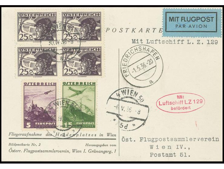 Rundfahrt 4. Mai, Karte mit Aufgabestempel "FRIEDRICHSHAFEN 1.5.36", Kabinett